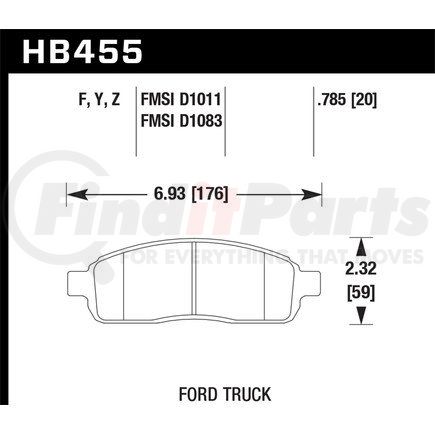 HB455Y785 by HAWK FRICTION - BRAKE PADS