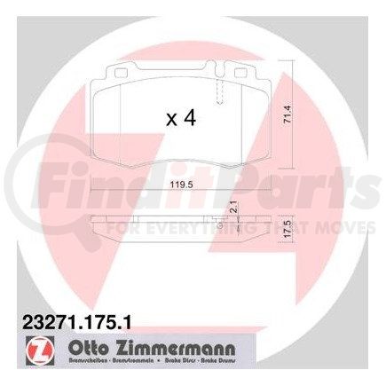 232711751 by ZIMMERMANN - Disc Brake Pad