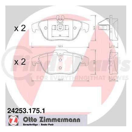 24253 175 1 by ZIMMERMANN - Disc Brake Pad for MERCEDES BENZ