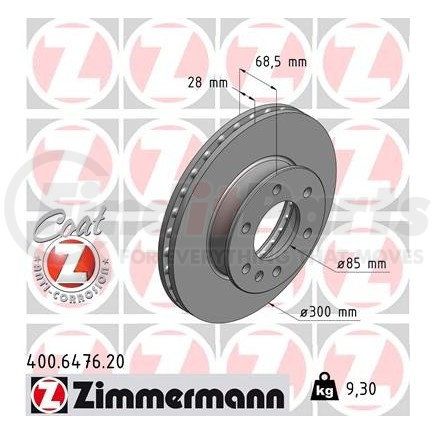 400 6476 20 by ZIMMERMANN - Disc Brake Rotor for MERCEDES BENZ