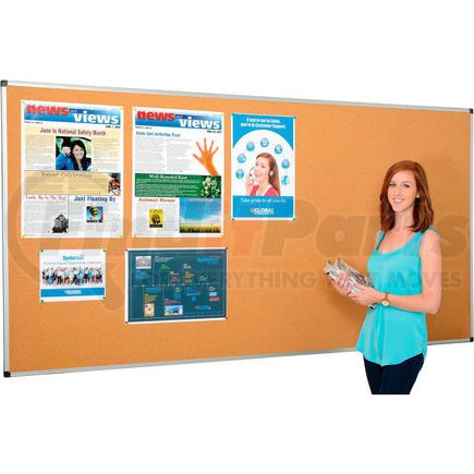 CA211170 by BI-SILQUE VISUAL COMMUNICATION PRODUCT, INC. - Global Industrial&#153; Cork Bulletin Board With Aluminum Frame, 96" x 48"