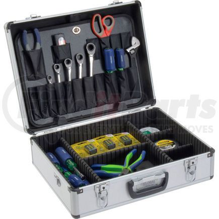 GL-T031 by GLOBAL INDUSTRIAL - Global Industrial&#8482; Aluminum Tool Case 18" x 14" x 6" with Tool Panel, Foam and Dividers