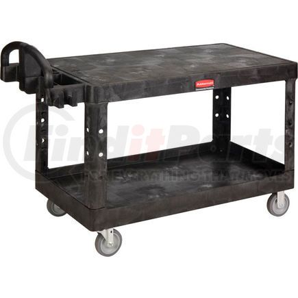 FG454500BLA by RUBBERMAID - Rubbermaid&#174; Plastic Flat Top Utility Cart, 2 Shelf, 54"Lx25"W, 5" Casters, Black