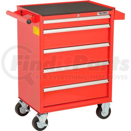 W26-5XL RED by GLOBAL INDUSTRIAL - Global Industrial&#153; 26-3/8" x 18-1/8" x 37-13/16"  5 Drawer Red Roller Tool Cabinet 