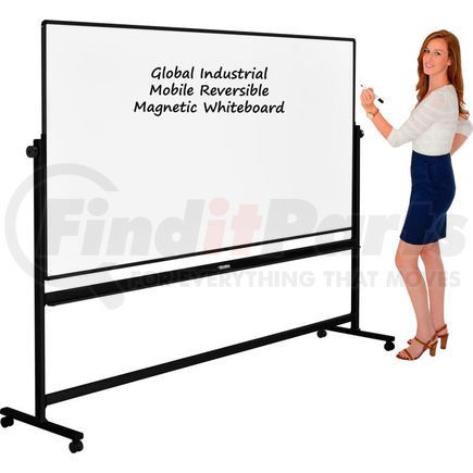 TWMBB-9648 by GLOBAL INDUSTRIAL - Global Industrial&#8482; Mobile Reversible Whiteboard - 96 x 48 - Steel - Black Frame