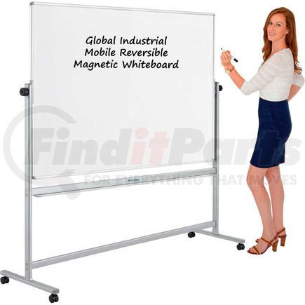 TWMPB-7248S by GLOBAL INDUSTRIAL - Global Industrial&#8482; Mobile Reversible Whiteboard - 72 x 48 - Porcelain - Silver Frame