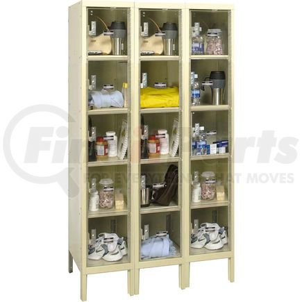 USVP3256-5PT-GL by HALLOWELL - Global Industrial&#153; Five Tier 15 Door Clear View Locker, 12"Wx15"Dx12"H, Tan, Unassembled