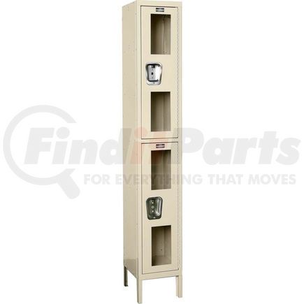 USV1288-2PT-GL by HALLOWELL - Global Industrial&#153; Double Tier 2 Door Clear View Locker, 12"Wx18"Dx36"H, Tan, Unassembled