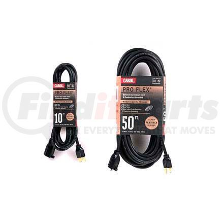 06610.63.01 by GENERAL CABLE - Carol 06610.63.01 10' Pro Flex &#174; Rubber Extension Cord, 16awg 13a/125v - Black