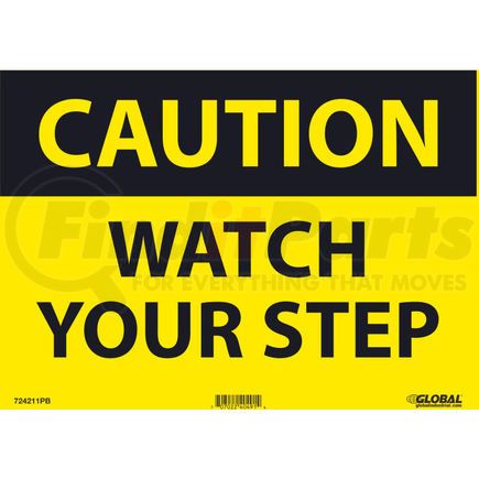 GLOC203PB by NATIONAL MARKER COMPANY - Global Industrial&#8482; Caution Watch Your Step, 10x14, Pressure Sensitive Vinyl