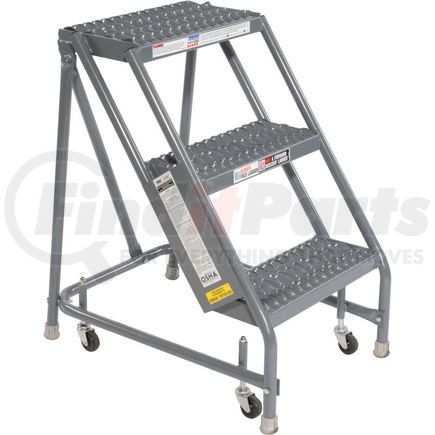 KDSR003162 by TRI-ARC - Grip 16"W 3 Step Steel Rolling Ladder 10"D Top Step - KDSR003162