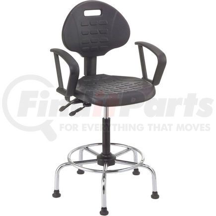 A203TC+19C2ARM by GLOBAL INDUSTRIAL - Interion&#174; Shop Stool with Armrest - Polyurethane - 4 Way Adjustable - Black