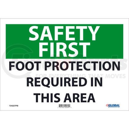 GLOSF163PB by NATIONAL MARKER COMPANY - Global Industrial&#8482; Safety First Foot Protection Required 10x14, Pressure Sensitive Vinyl