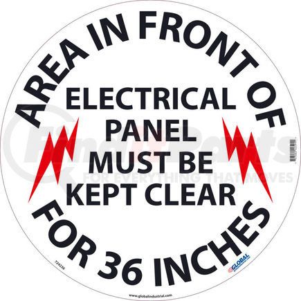 GLOWFS27 by NATIONAL MARKER COMPANY - Global Industrial&#8482; Floor Sign, Walk On, Area In Front Of Electrical Panel, 17 Dia, 