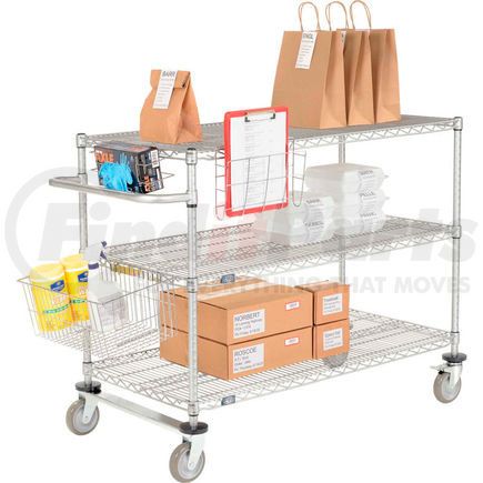 CS21483EP by GLOBAL INDUSTRIAL - Curbside Cart, Nexelate&#174; , 48"L x 21"W x 40"H, 3 Wire Shelves, Polyurethane Casters