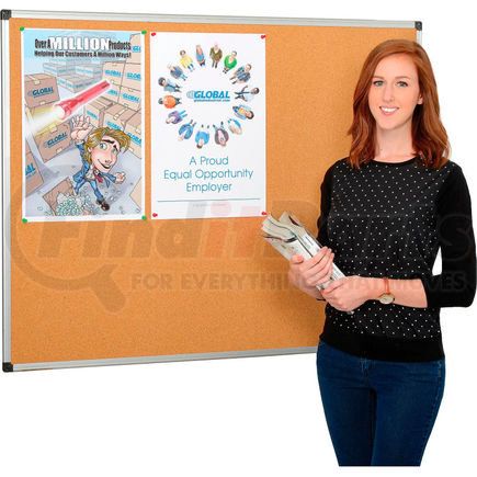 CA051170 by BI-SILQUE VISUAL COMMUNICATION PRODUCT, INC. - Global Industrial&#8482; Cork Bulletin Board - 48 x 36 - Aluminum Frame