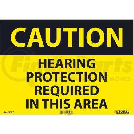 GLOC88PB by NATIONAL MARKER COMPANY - Global Industrial&#8482; Caution Hearing Protection Required, 10x14, Pressure Sensitive Vinyl