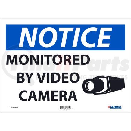 GLON297PB by NATIONAL MARKER COMPANY - Global Industrial&#8482; Notice Monitored By Video Camera, 10"X14", Adhesive Backed Vinyl