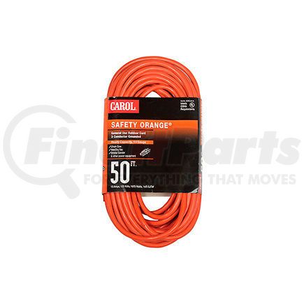 03356.63.04 by GENERAL CABLE - Carol&#174;  03356.63.04 50' Safety Orange Extension Cord, 14AWG 15A