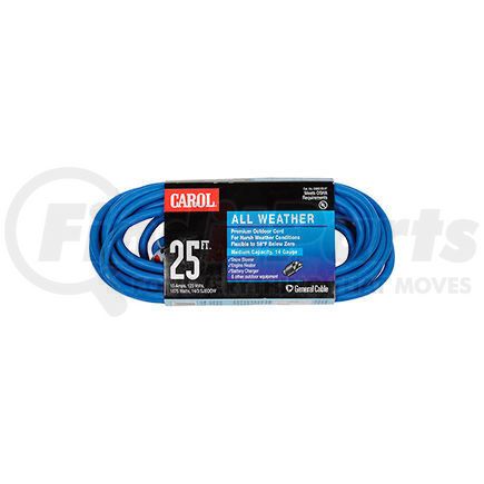 03660.63.07 by GENERAL CABLE - Carol 03660.63.07 25' All Weather Extension Cord, 14awg 15a/125v - Blue