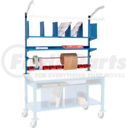 433260 by GLOBAL INDUSTRIAL - Upright Kit with Uprights, Upper Shelves, Dividers, Bin Rail & Roll Bar for 60"W Packing Workbenches