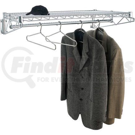 6807 by GLOBAL INDUSTRIAL - Chrome Coat Rack with Bars - Wall Mount - 36"W x 24"D x 6"H