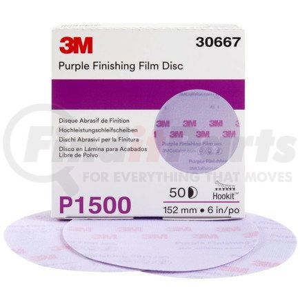 30667 by 3M - Purple Finishing Film Hookit™ Disc, 6 in, P1500, 50 discs per box