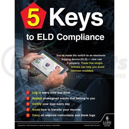 57309 by JJ KELLER - 5 Keys to ELD Compliance - Motor Carrier Safety Poster - 5 Keys to ELD Compliance
