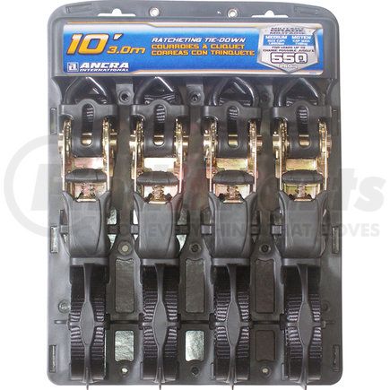 95005 by ANCRA - 4PK, Strap Assy--1"-Ratchet Buckle-10' w/vinyl S-Hooks