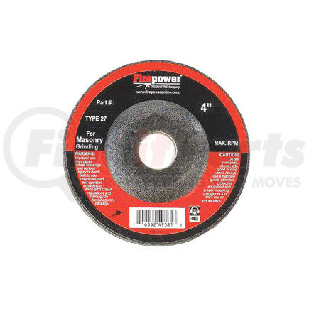 1423-3151 by FIREPOWER - Type 27 Depressed Center Grinding Wheel w/o Hub, 4" Diameter, 1/8" Width w/ 5/8" Hole