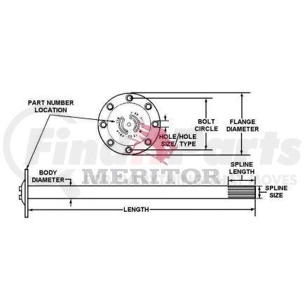 3202Y8917 by MERITOR - Meritor Genuine Axle Shaft