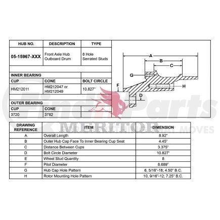 Meritor 05 15967 1001 HYDRAULIC BRAKE - HUB ASSEMBLY