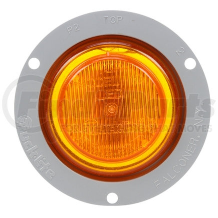 Truck-Lite 10251Y3 10 Series, LED, Yellow Round, 2 Diode, Marker Clearance Light, P2, Gray Polycarbonate Flange Mount, Fit 'N Forget M/C, 12V, Bulk