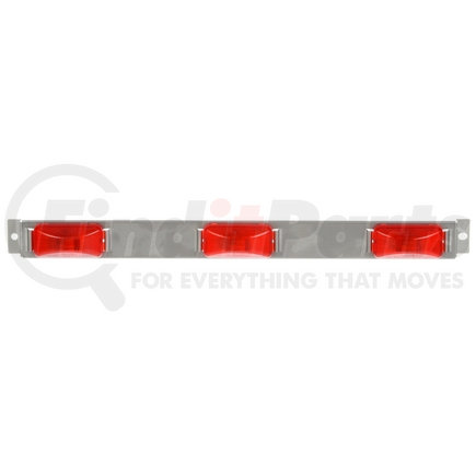 Truck-Lite 15741R3 15 Series, Incandescent, Identification Bar, Rectangular, Red, 3 Lights, 6" Centers, Silver, 12V, Kit, Bulk