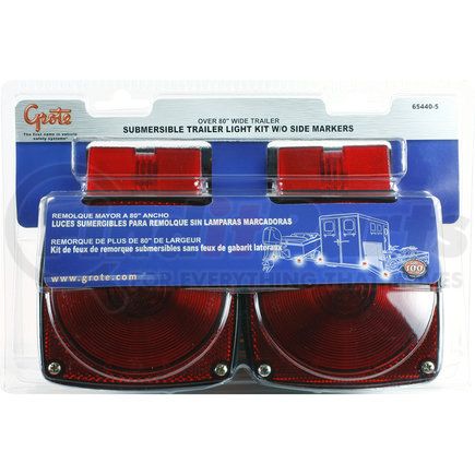 Grote 65440-5 Submersible Trailer Lighting Kit for Trailers Over 80" Wide - Stop / Tail / Turn Light Kit