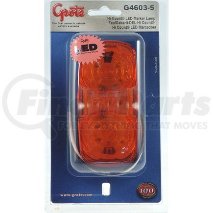 Grote G4603-5 Hi Count® Square-Corner 13-Diode LED Clearance / Marker Light - Yellow, Multi Pack