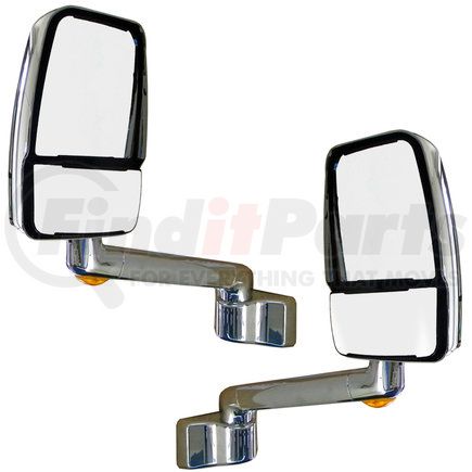 Velvac 715289-4 2030 Mirror System - Pair, Heated/Remote Flat Glass, Heated/Manual Convex Glass, 2005, 14", Lighted, Chrome