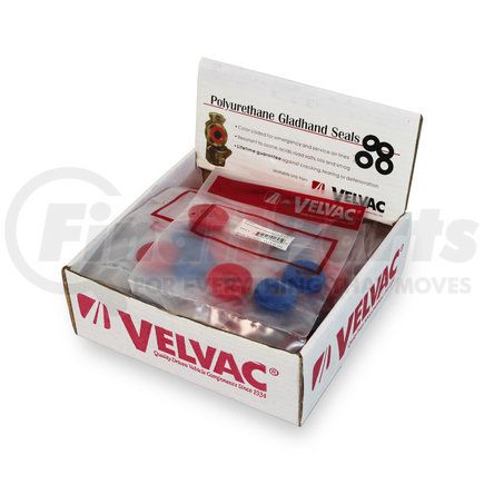 Velvac 035012 Gladhand Seals Display Box and Assortment, Includes display box and 25 sets of seals (4 seals per bag, 2 red and 2 blue)