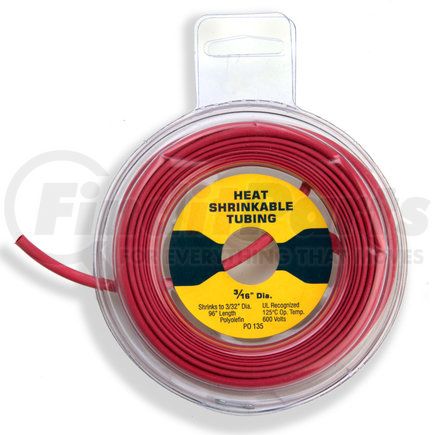 Velvac 057131 Thin Wall Heat-Shrink Tubing, 3/16" ID, Red