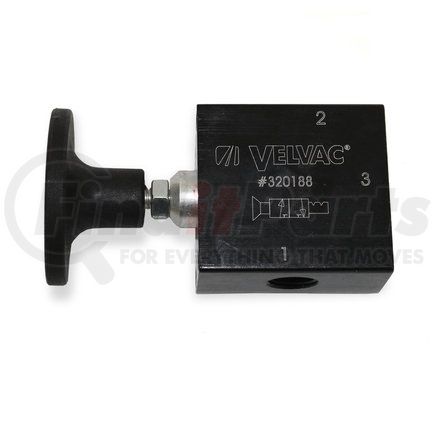 Velvac 320188 Manual Push/Pull Valve, Three-Way "Mini" Valve with Built-In Exhaust Filter