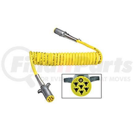 Velvac 590253 Seven-Way ISO Coiled Cable Assemblies, 1/8, 2/10, 4/12 Gauge, 15' Working Length, One 48" Lead, One 12" Lead