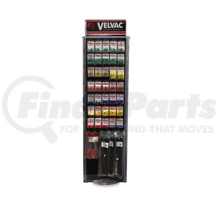 Velvac 690111 Electrical Component Display and Assortment, Includes: 65 popular part numbers for a total of 226 items, 3-sided spinner display, Plan-O-Gram, 107 4" Peg Hooks