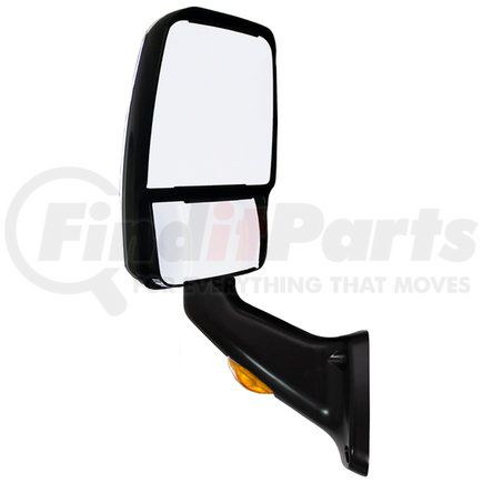 Velvac 713959 Model 2025 Mirror - Left Side, Black, Deluxe Mirror Head with Heated/Remote Controlled Flat Glass and Heated/Manual Convex Glass, Flat Base with Turn Signal