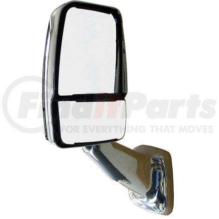 Velvac 714365 Model 2025 Mirror - Left Side, Chrome, Deluxe Mirror Head with Heated/Remote Flat Glass and Heated/Manual Convex Glass, Flat Base