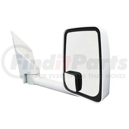 Velvac 714492 Model 2020 Mirror System - Right Side, 102" W (17.5" Arm), White, Standard Mirror Head, Manually Flat Glass, Stick-On Wedge Convex Mirror