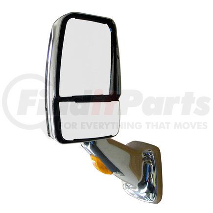 Velvac 715371 Driver Side - Chrome, Deluxe Mirror Head with Heated/Remote Controlled Flat Glass and Heated/Manual Convex Glass, Flat Base with Turn Signal