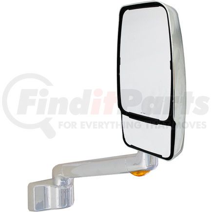 Velvac 715488 Passenger Side - Chrome, VMax Mirror Head with Heated/Remote Controlled Flat Glass and Heated/Manual Convex Glass, 9" Radius Base, 10" Arm with Turn Signal