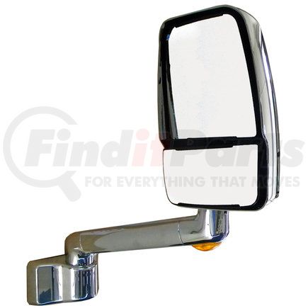 Velvac 715686 Model 2030 Mirror - Right Side, Chrome, Deluxe Mirror Head, Heated/Remote Flat Glass, Heated/Manual Convex Glass, Special Radius Base, 10" Arm with Turn Signal