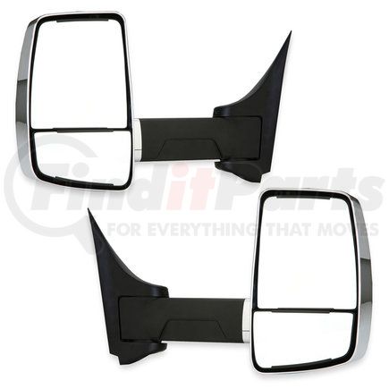 Velvac 717501 2020XG Mirror System with OAT - Pair, 102" W, Chrome, Deluxe Head, Heated/Remote Flat Glass, Heated/Manual Convex