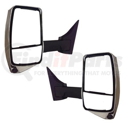 Velvac 717574 2020XG Mini-LEM Mirror System - GMC 2020XG Deluxe Head, Camera, Chrome, 96" W, Pair